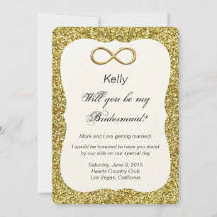 Gold Glitter Gold Infinity Bridesmaid Card