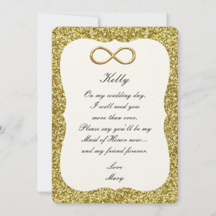 Gold Glitter Gold Infinity Maid Of Honour Card