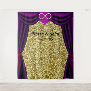 Gold Glitter Gold Infinity Purple Curtain Backdrop Tapestry