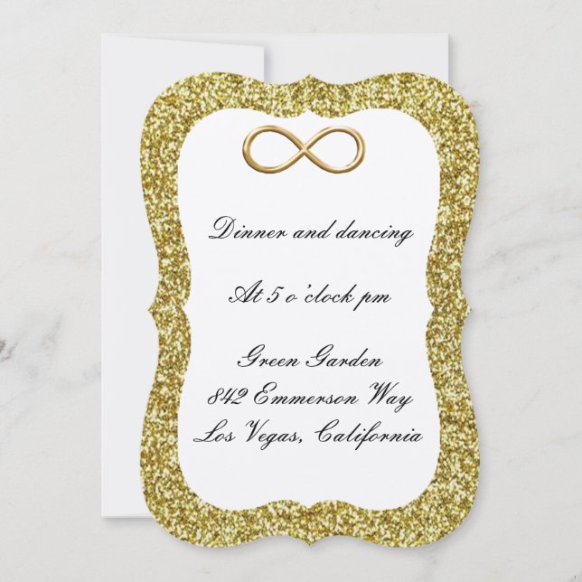 Gold Glitter Gold Infinity Reception Card (Front)