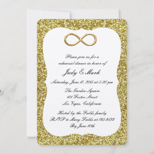 Gold Glitter Gold Infinity Rehearsal Dinner Invite