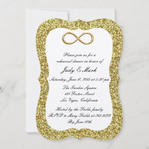 Gold Glitter Gold Infinity Rehearsal Dinner Invite
