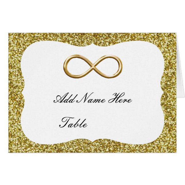 Gold Glitter Gold Infinity Table Place Card (Front Horizontal)