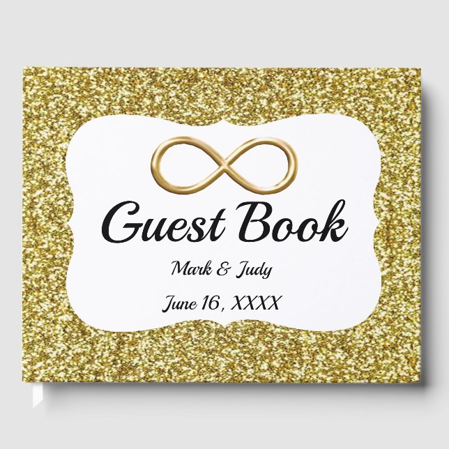 Gold Glitter Gold Infinity Wedding Guestbook (Front)