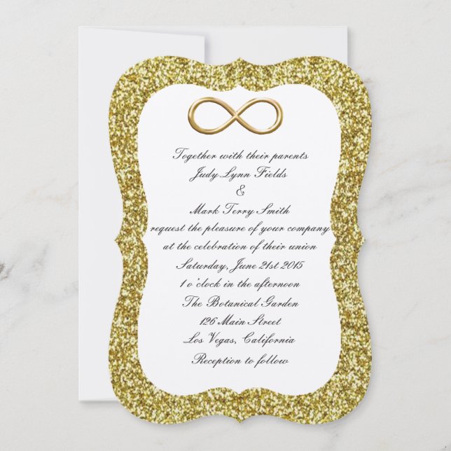 Gold Glitter Gold Infinity Wedding Invitation (Front)