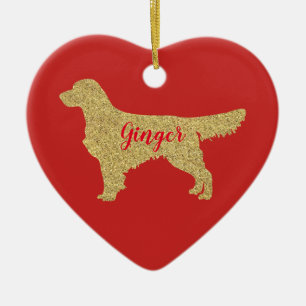 Gold Glitter Golden Retriever Christmas Ornament