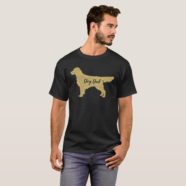 Gold Glitter Golden Retriever | Dog Dad T-shirt (Front Full)