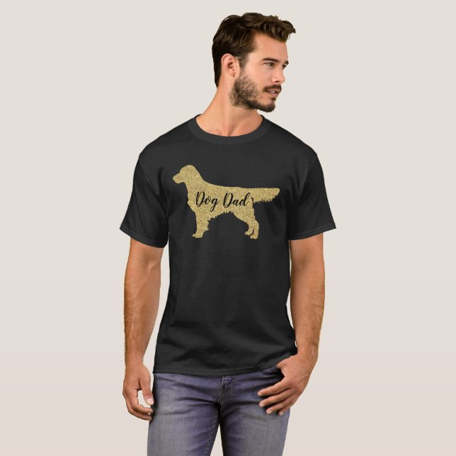 Gold Glitter Golden Retriever | Dog Dad T-shirt (Front Full)