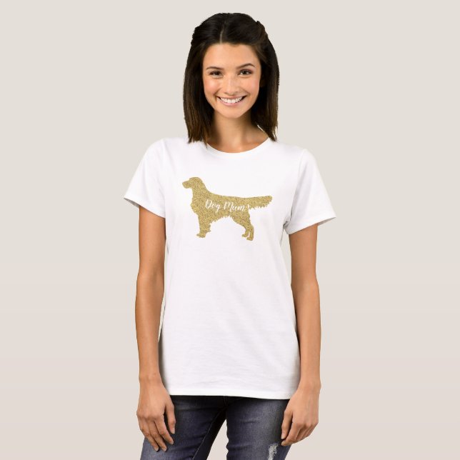 Gold Glitter Golden Retriever | Dog Mum T-Shirt (Front Full)