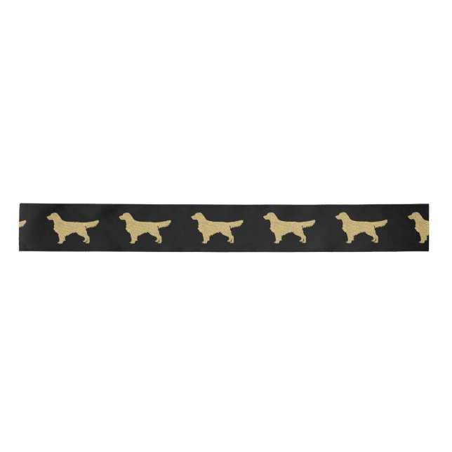 Gold Glitter Golden Retriever Satin Ribbon (Front)