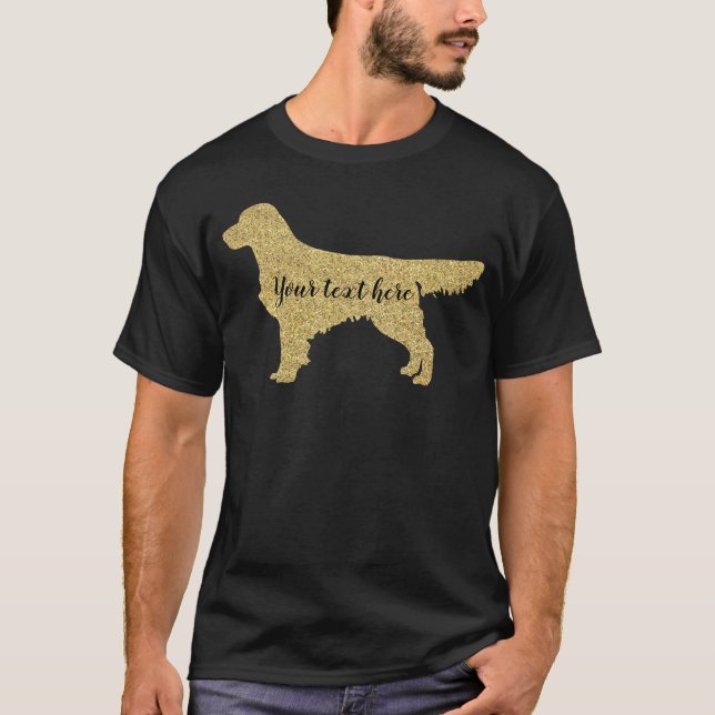 Gold Glitter Golden Retriever  T-Shirt (Front)