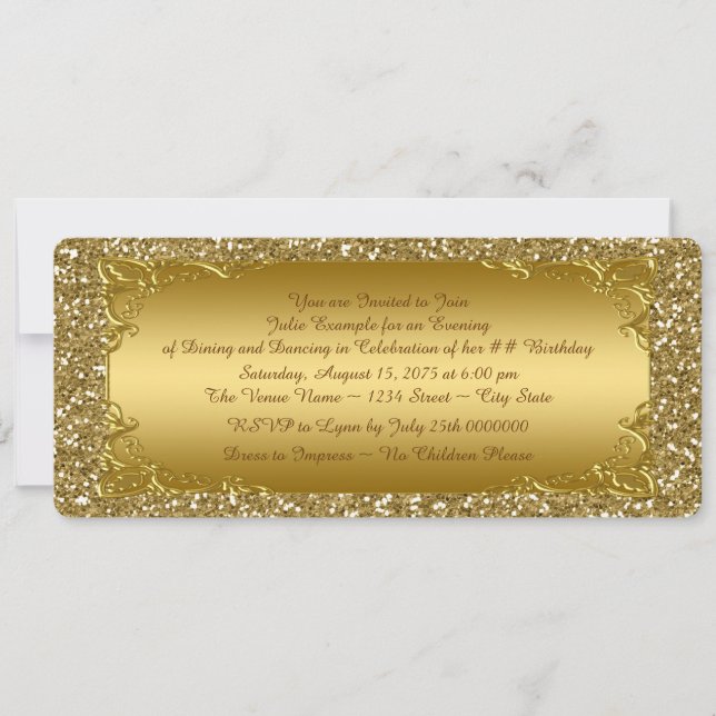 Gold Glitter Golden Ticket Party Invitation (Front)