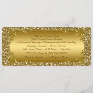 Gold Glitter Golden Ticket Party Invitation