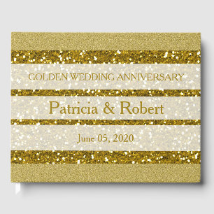 Gold Glitter Golden Wedding Anniversary Guest Book