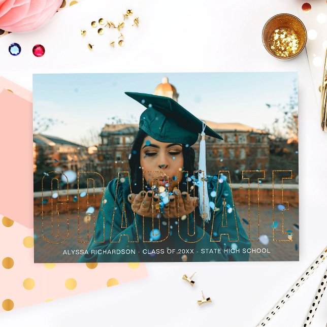 Gold Glitter Graduate Photo Announcement (Creator Uploaded)
