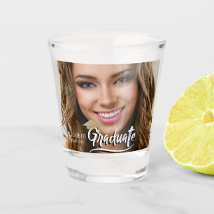 Gold Glitter Graduation Cap Photo Shot Glass