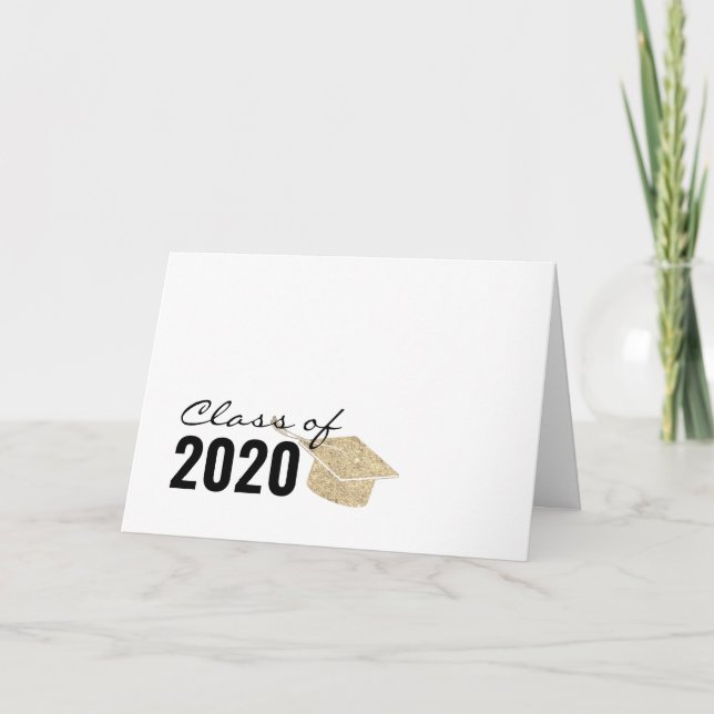 Gold Glitter Graduation Class of 2020 Card (Front)