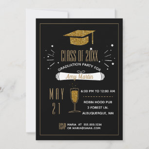 Gold Glitter Graduation Party Invitation