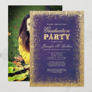 Gold & Glitter Graduation Party Invitations