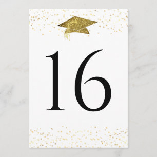 Gold Glitter Graduation Party Table Number Sign