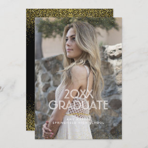 Gold Glitter Graduation Photo Announcement