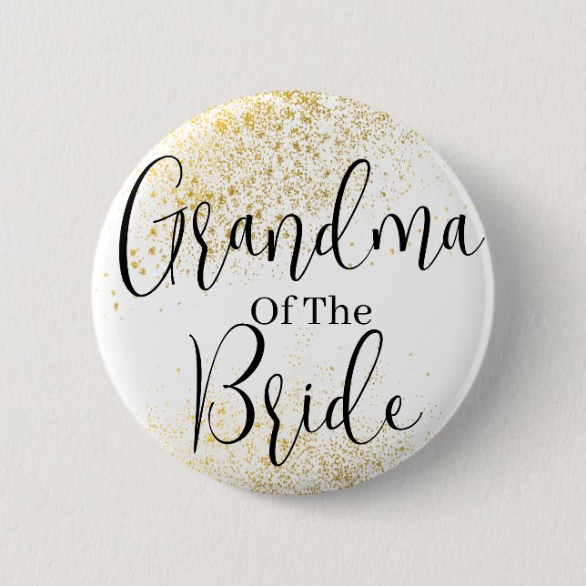 Gold Glitter grandma of bride wedding  Button (Front)