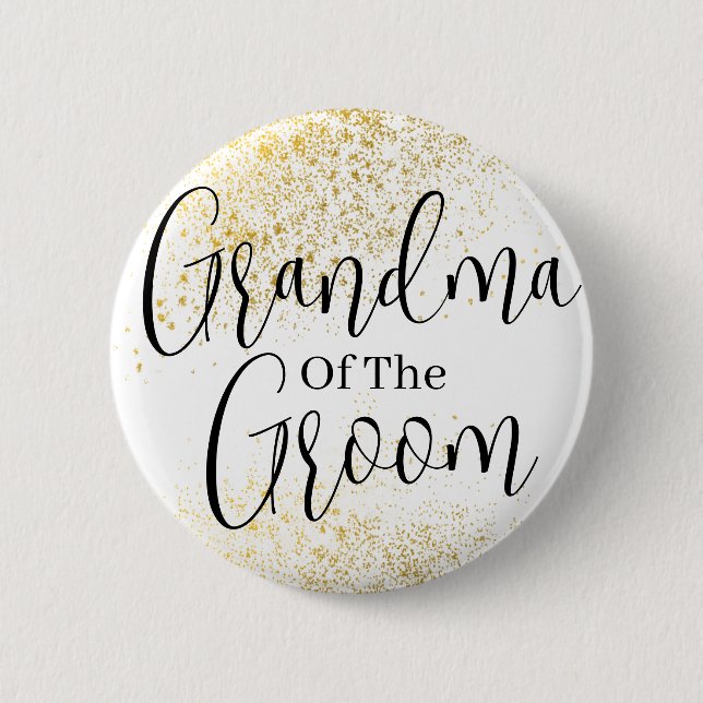 Gold Glitter grandma of groom wedding  Button (Front)