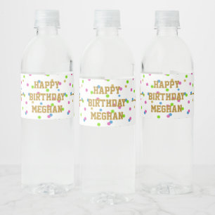 Gold Glitter Gymnast Gymnastics Birthday Water Bottle Label