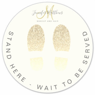 Gold Glitter Hair Salon COVID Wait Here Sign