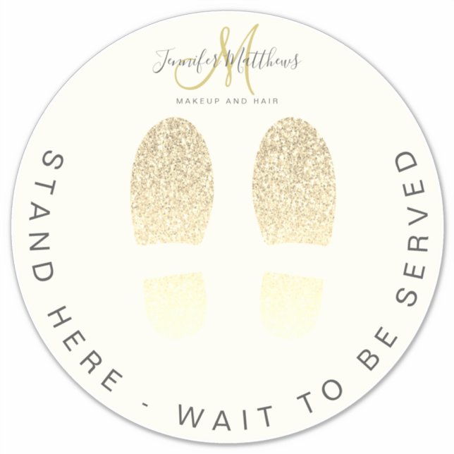 Gold Glitter Hair Salon COVID Wait Here Sign (Front)