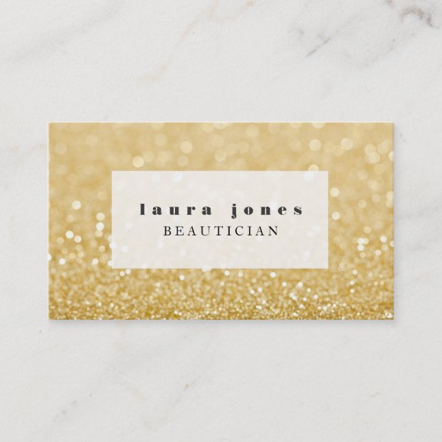 Gold Glitter Hair Stylist Fashion Template Business Card (Front)