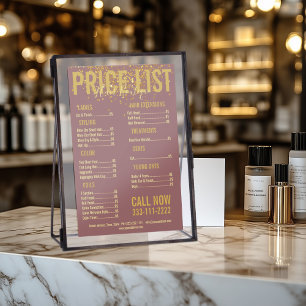Gold Glitter Haircut Stylist Indian Red Price List Flyer