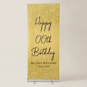 Gold Glitter Happy Birthday Banner