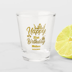 Gold Glitter "Happy Birthday" Shot Glass