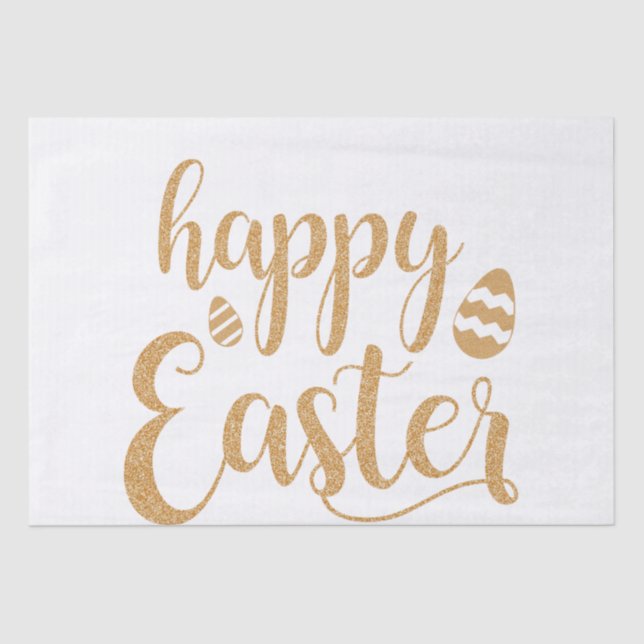 Gold Glitter Happy Easter Egg  Tissue Paper (Front)
