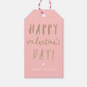 Gold Glitter Happy Valentine's Day Gift Tags