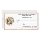 Gold glitter heart black logo gift certificate