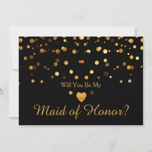 Gold Glitter Heart Faux maid of honour Invitation