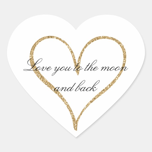 Gold Glitter Heart Love Heart Sticker (Front)
