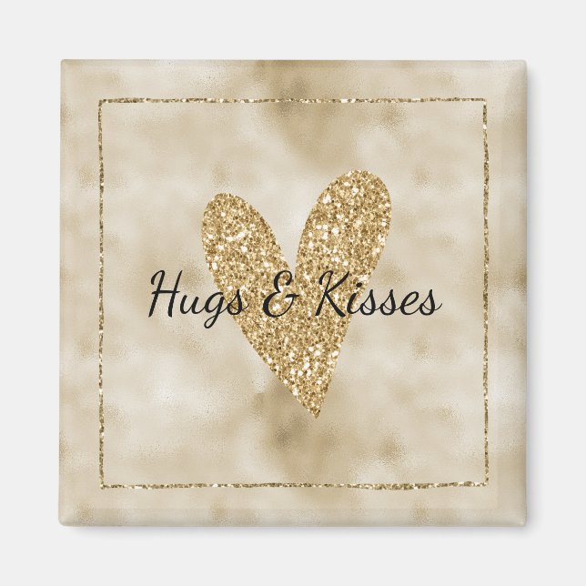Gold Glitter Heart Magnet (Front)