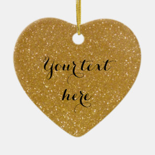 Gold glitter heart photo Christmas tree ornament