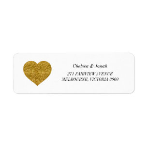 Gold Glitter Heart Return Address Label