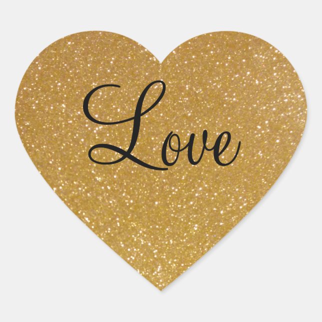 Gold glitter heart shape stickers (Front)