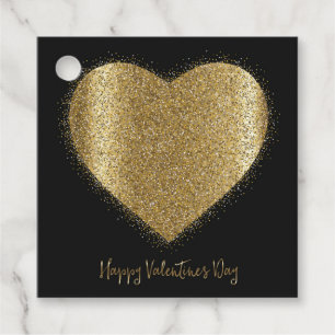 Gold Glitter Heart Valentine's Day Gift favour Tag