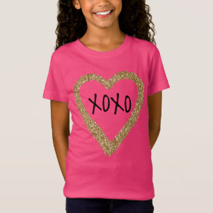 Gold Glitter Heart XOXO T-Shirt