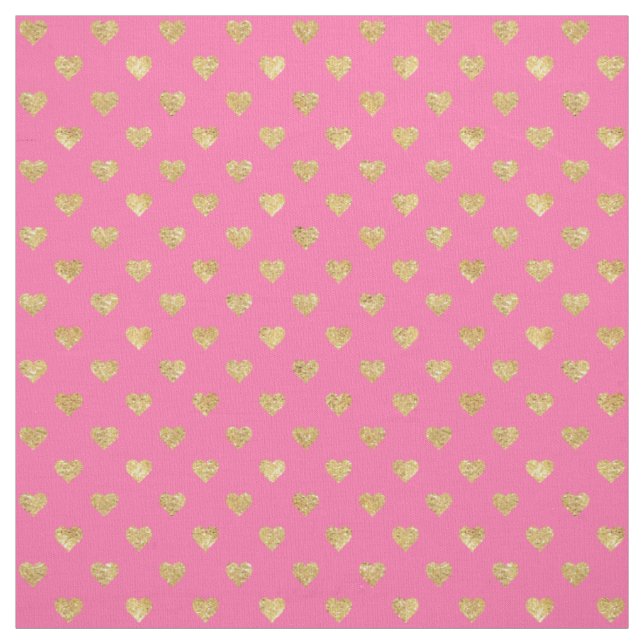 Gold glitter hearts fabric (Swatch)