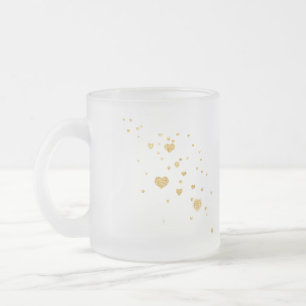 Gold Glitter Hearts Glass Mug