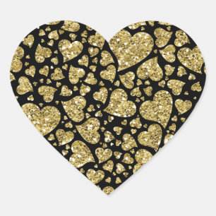 Gold Glitter Hearts Heart Sticker