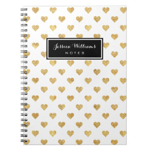 Gold glitter hearts notebook