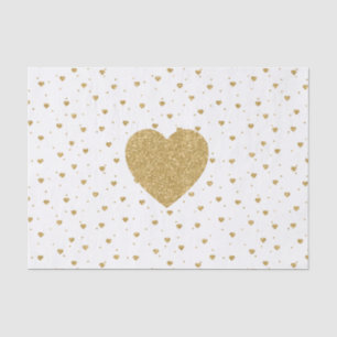 Gold Glitter Hearts Pattern Tissue Paper